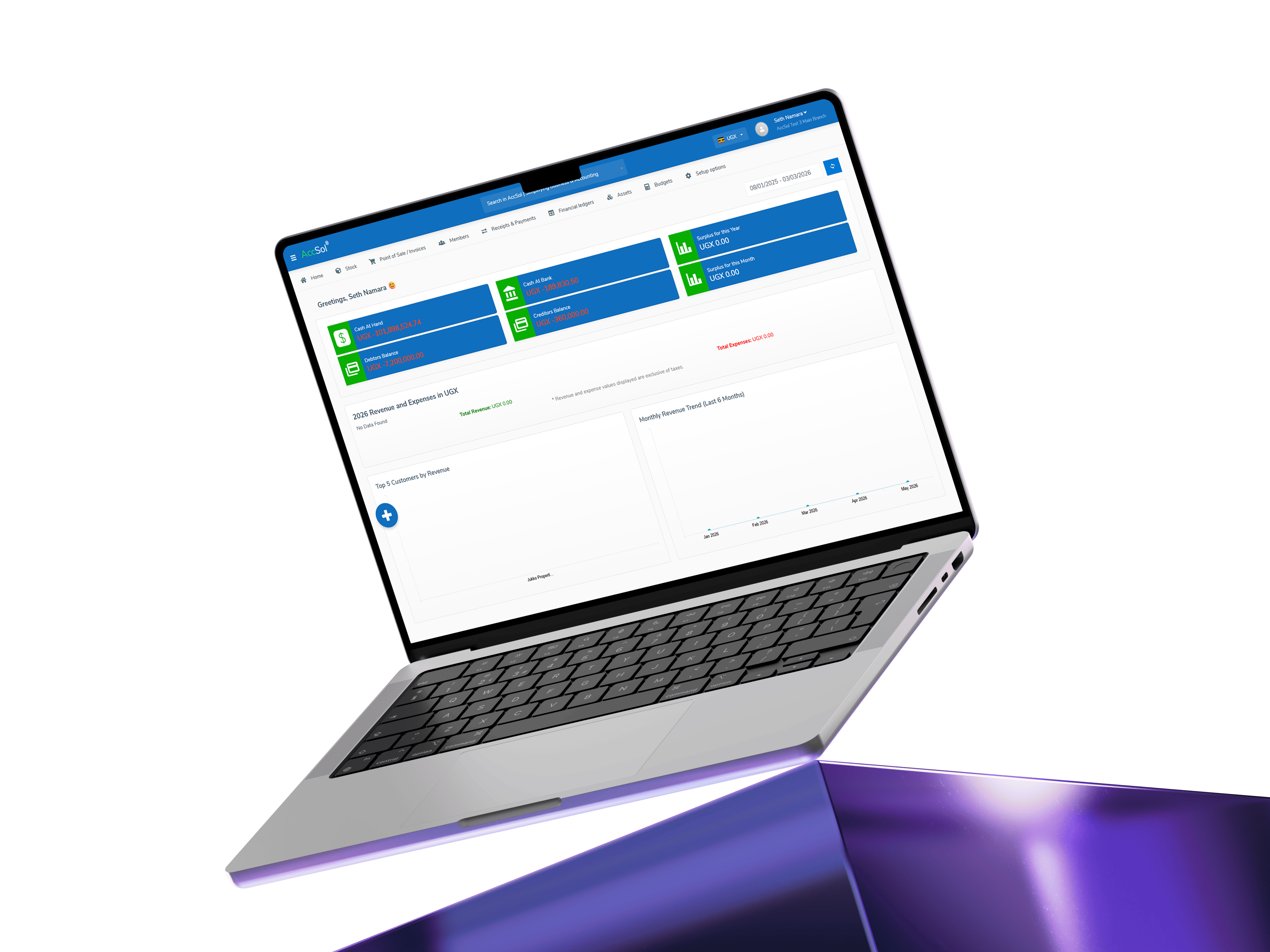 AccSolBooks dashboard